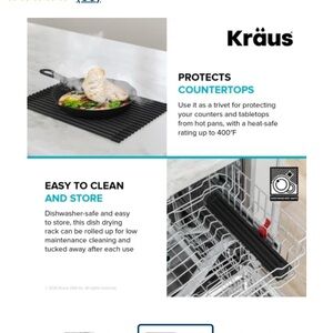 KRAUS Multipurpose over sink Roll up dish Drying Rack NEW IN Box, Grey